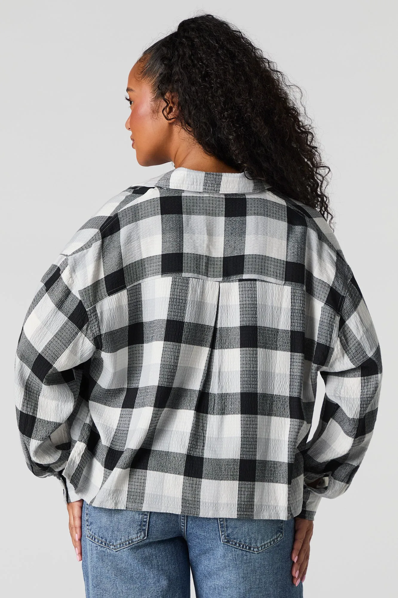 Plaid Cropped Button-Up Top sold by Urban Planet product image thumbnail 5