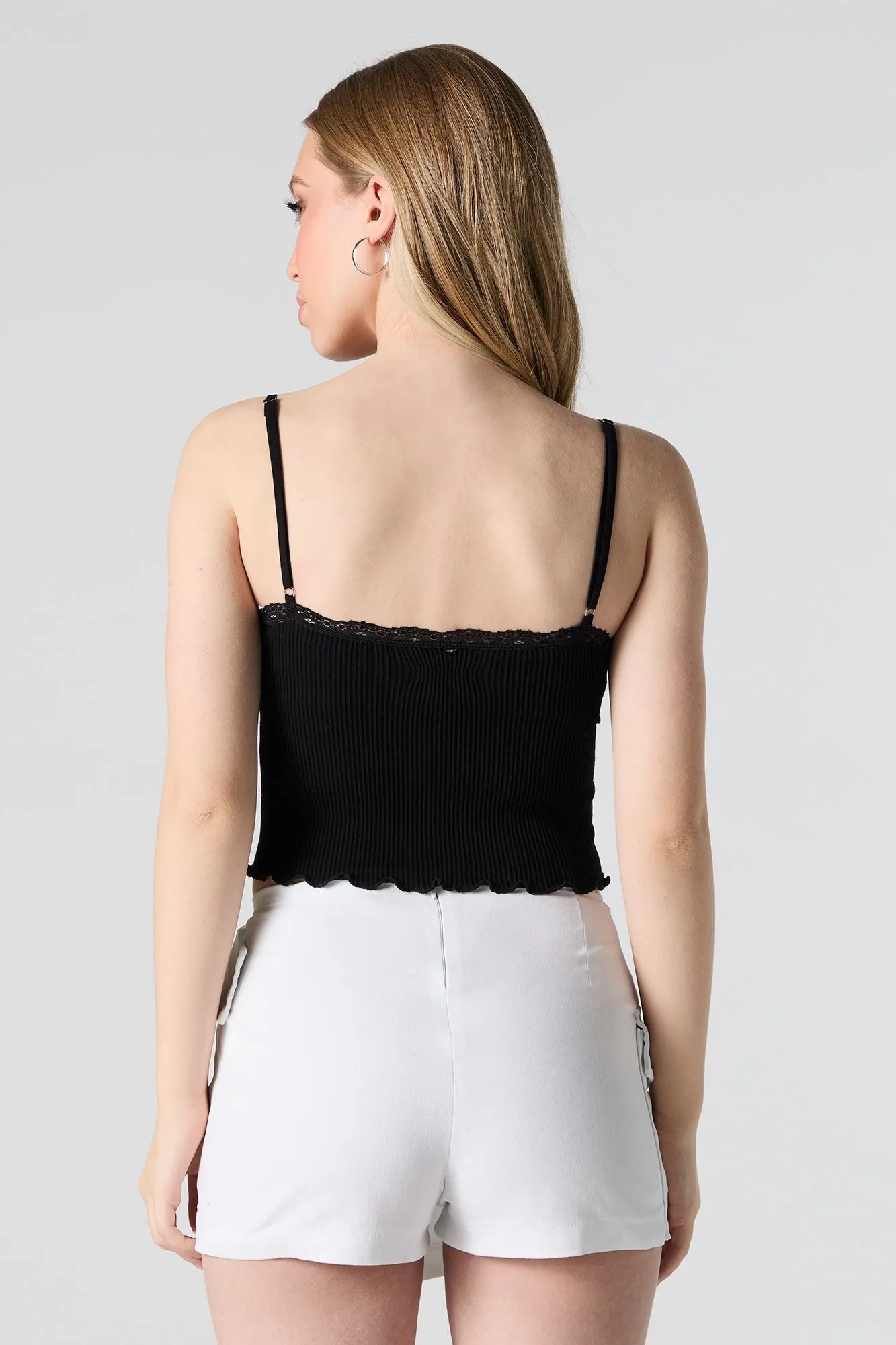 Seamless Ribbed Lace Trim Cami sold by Urban Planet product image thumbnail 2