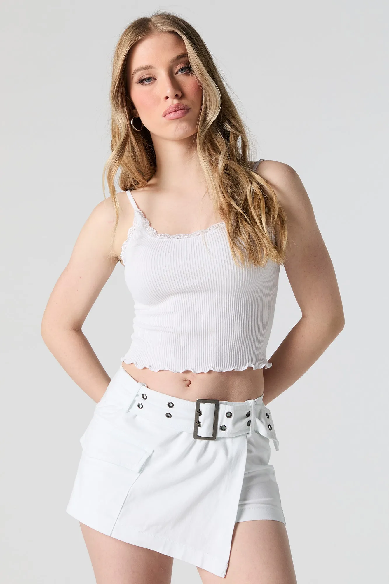 Seamless Ribbed Lace Trim Cami sold by Urban Planet product image thumbnail 4