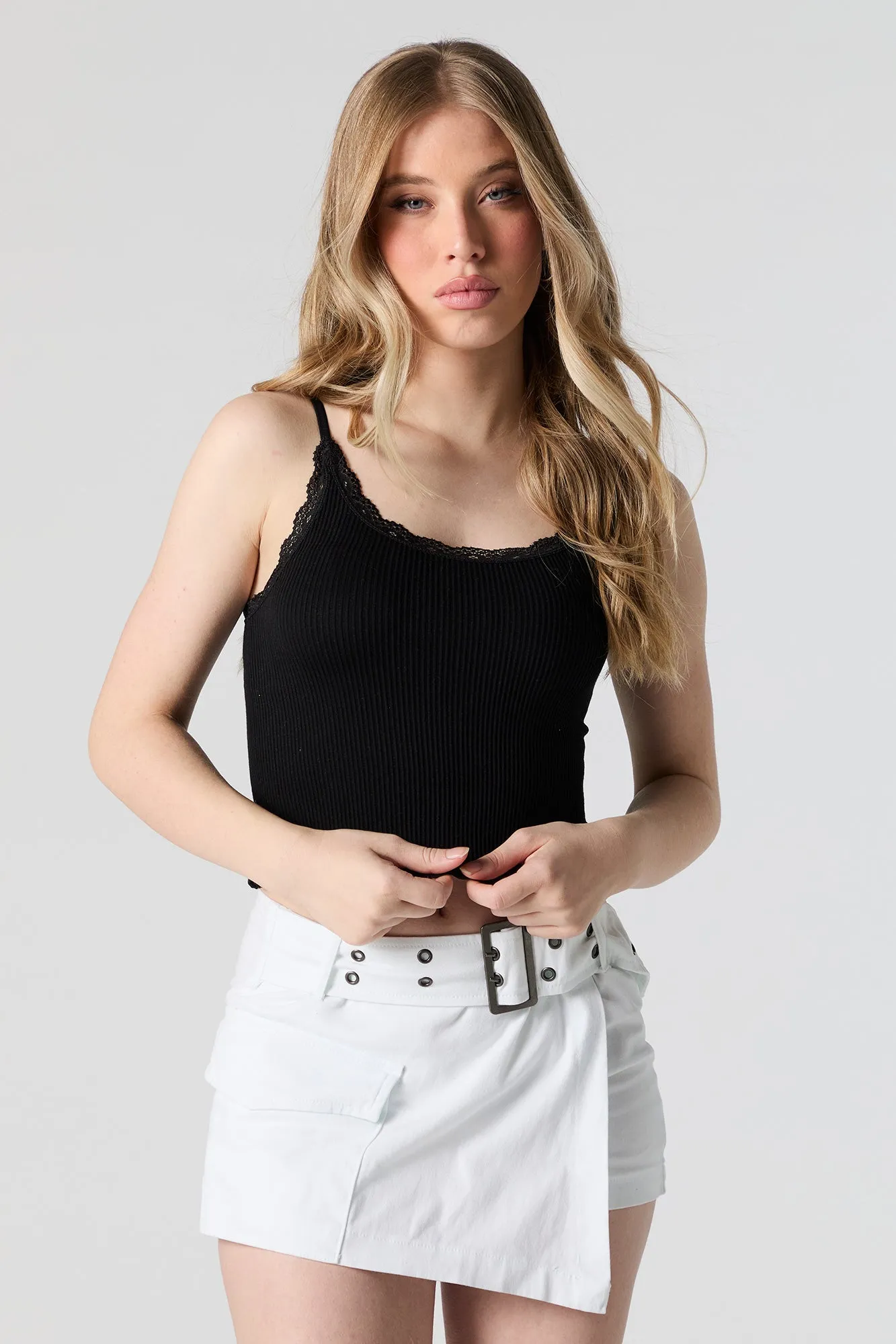 Seamless Ribbed Lace Trim Cami sold by Urban Planet