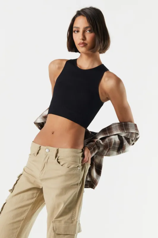 Débardeur côtelé court sans couture à col montant sold by Urban Planet