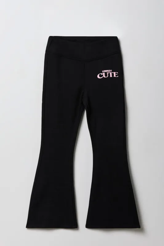 Girls Puff Print Fleece Flare Sweatpant sold by Urban Planet