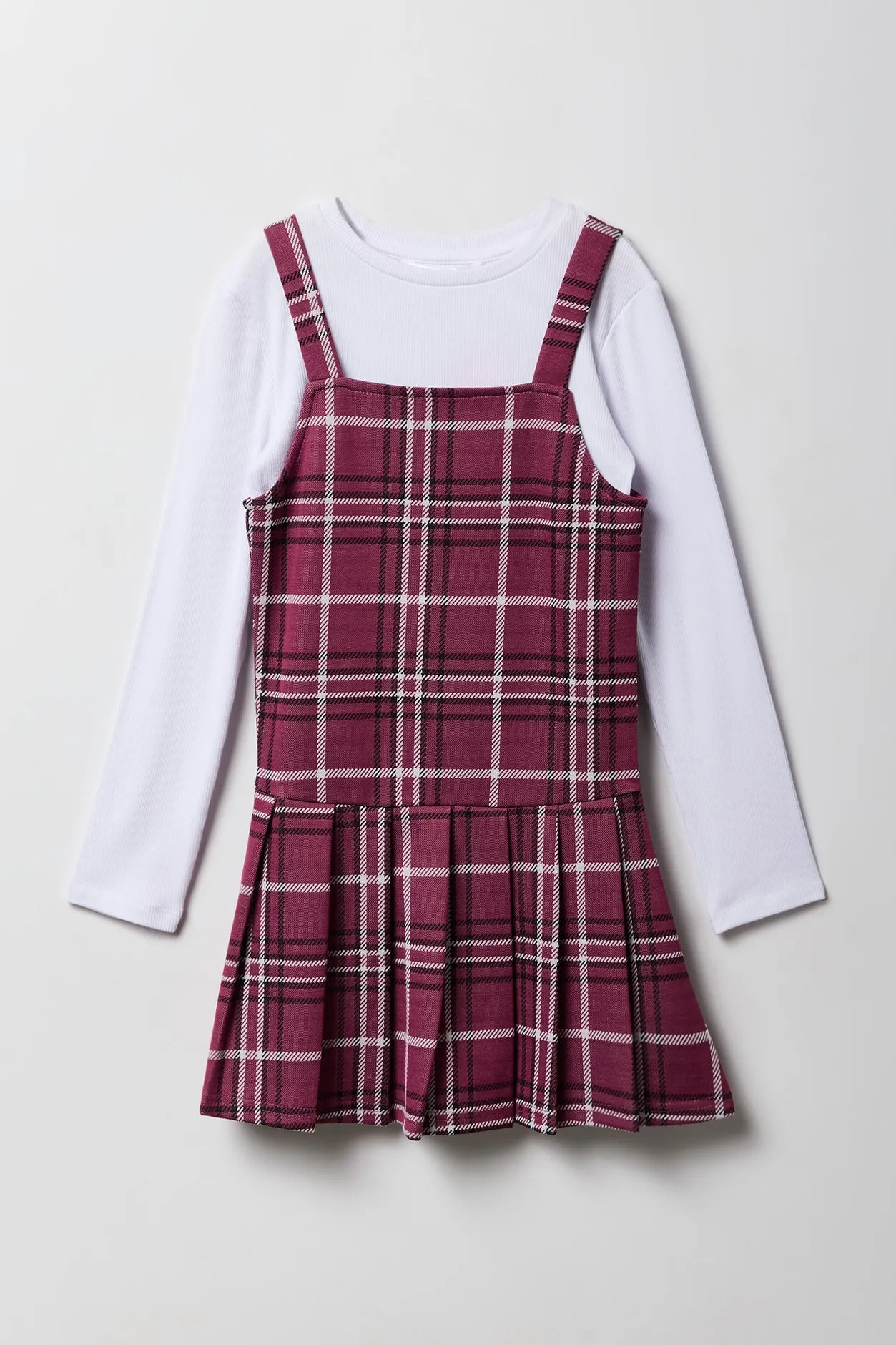 Girls Plaid Dress & Long Sleeve Top 2 Piece Set sold by Urban Planet