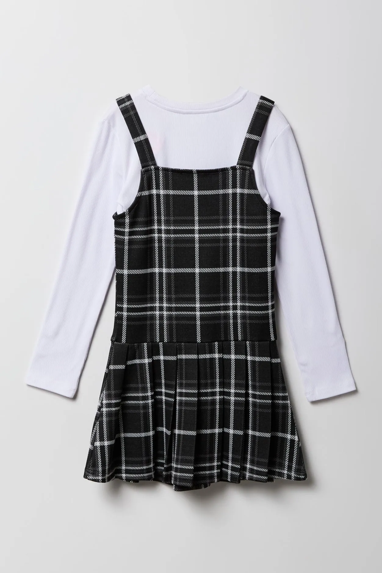 Girls Plaid Dress & Long Sleeve Top 2 Piece Set sold by Urban Planet product image thumbnail 4
