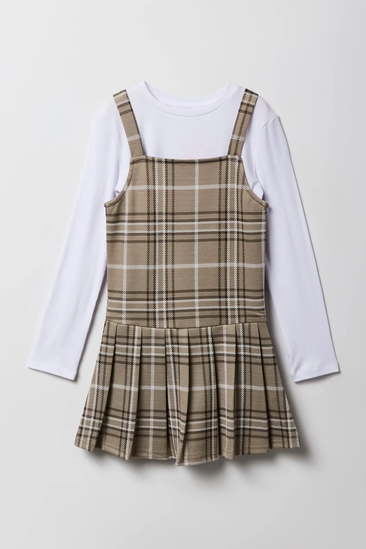 Ensemble 2 pièces robe à carreaux et haut à manche longue pour filles sold by Urban Planet product image thumbnail 3