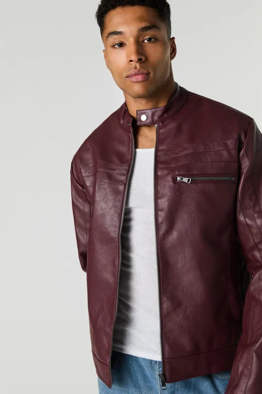Blouson de style moto en similicuir avec blocs de couleurs sold by Urban Planet