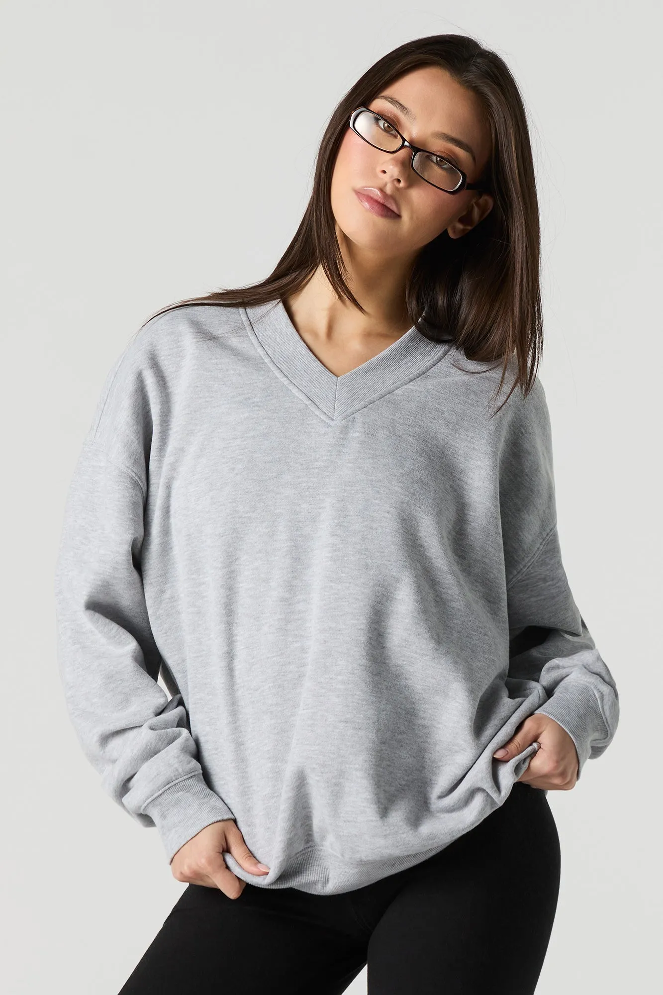 Fleece V-Neck Sweatshirt sold by Urban Planet