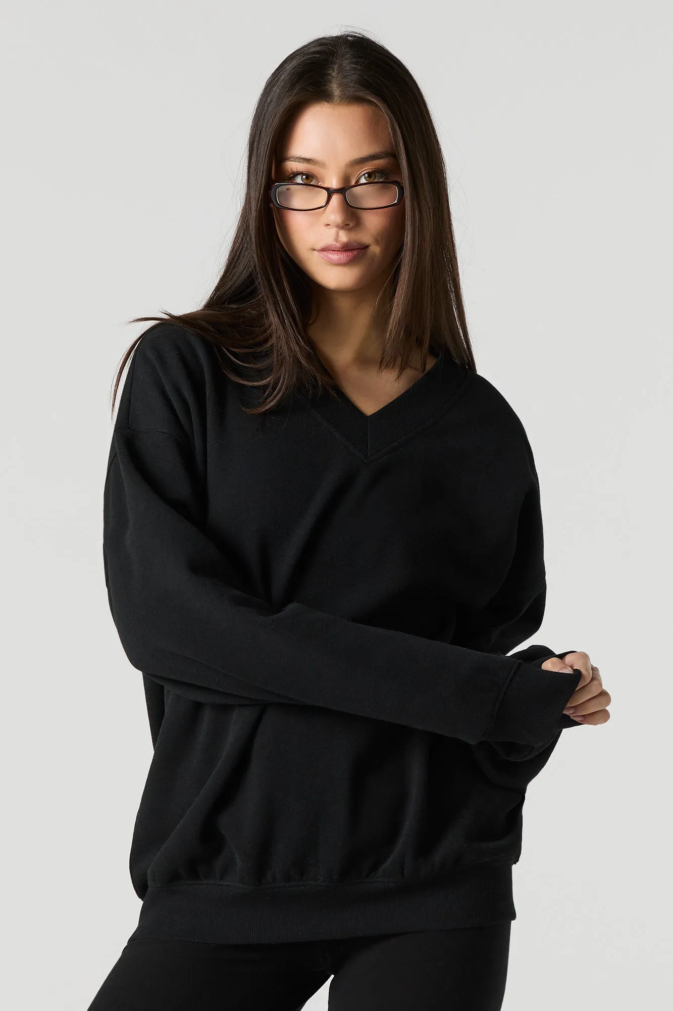 Fleece V-Neck Sweatshirt sold by Urban Planet product image thumbnail 4