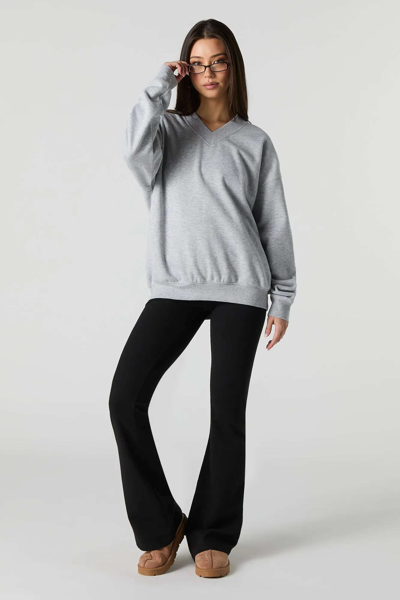 Fleece V-Neck Sweatshirt sold by Urban Planet product image thumbnail 3
