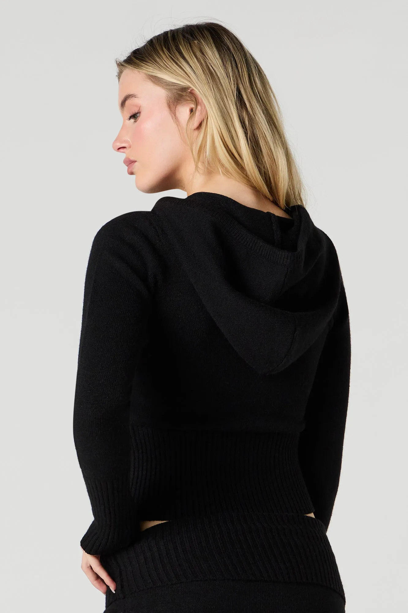 Haut à capuchon en tricot côtelé et glissière sold by Urban Planet product image thumbnail 3