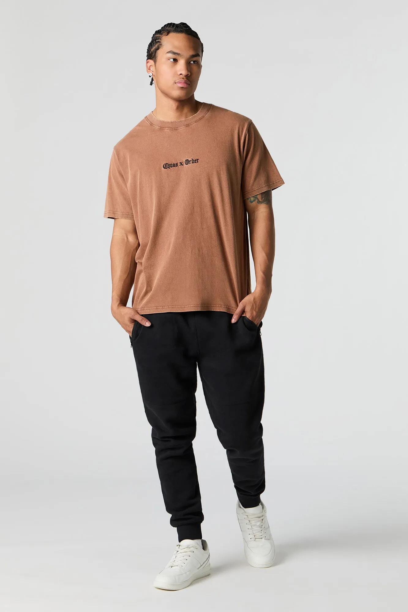 Chaos & Order Embroidered Washed T-Shirt sold by Urban Planet product image thumbnail 3