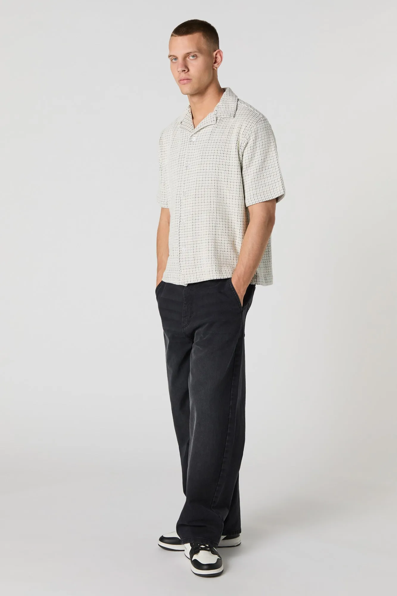 Textured Short Sleeve Button-Up Top sold by Urban Planet product image thumbnail 3