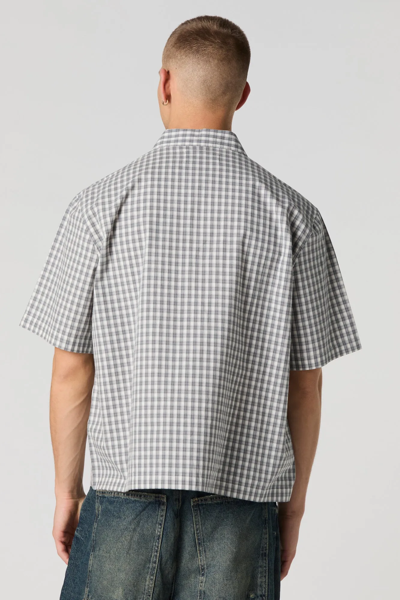 Plaid Boxy Short Sleeve Button-Up Top sold by Urban Planet product image thumbnail 5