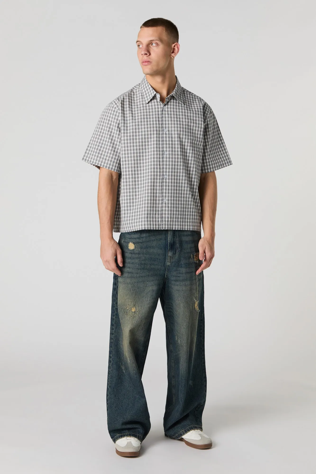 Haut boutonné carré à carreaux et manche courte sold by Urban Planet product image thumbnail 4