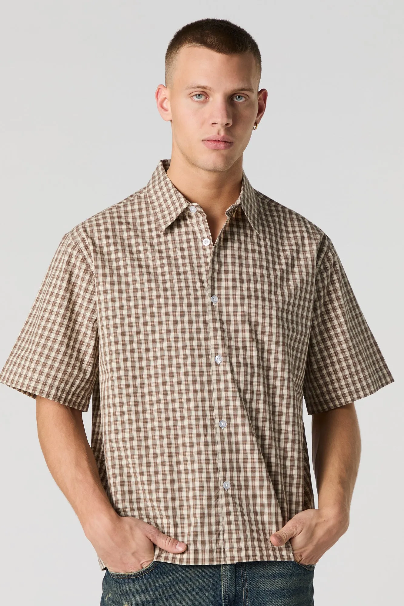 Haut boutonné carré à carreaux et manche courte sold by Urban Planet product image thumbnail 5