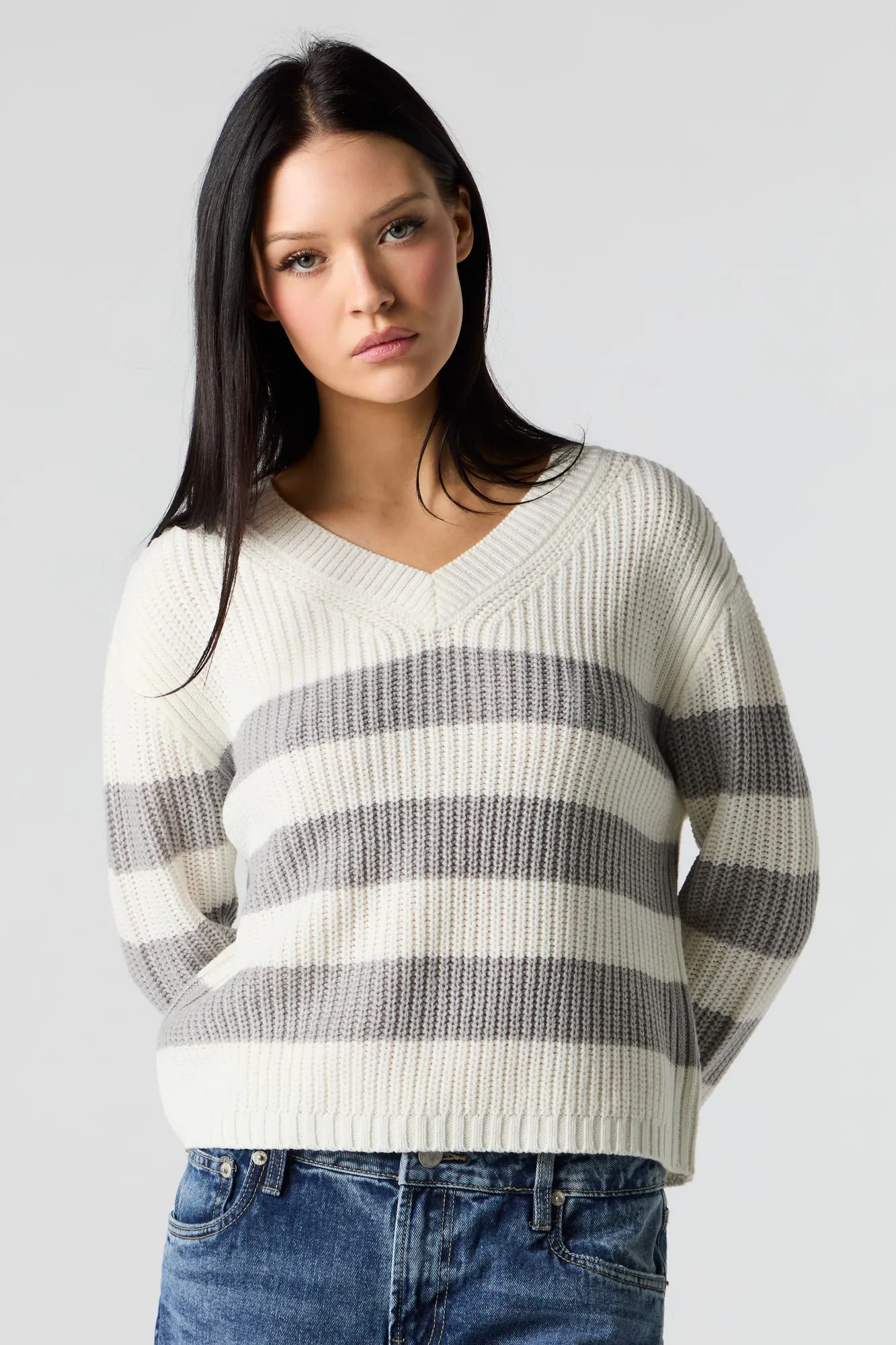 Striped V-Neck Sweater sold by Urban Planet product image thumbnail 4