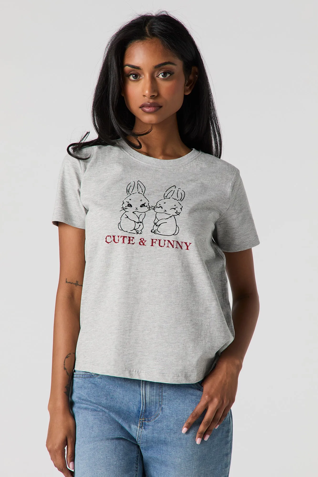 Cute & Funny Graphic Rhinestone T-Shirt sold by Urban Planet