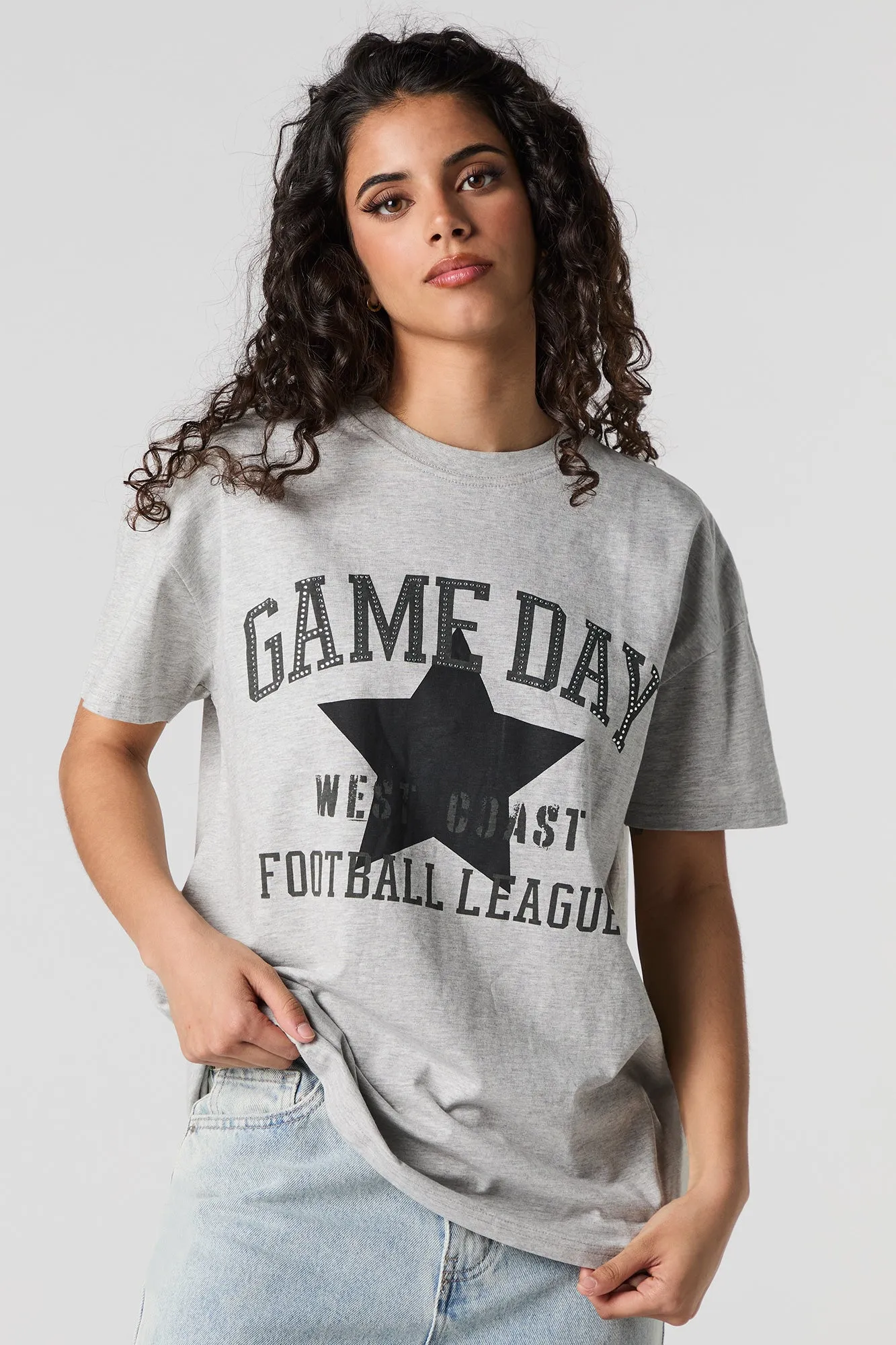 Game Day Graphic Rhinestone T-Shirt sold by Urban Planet
