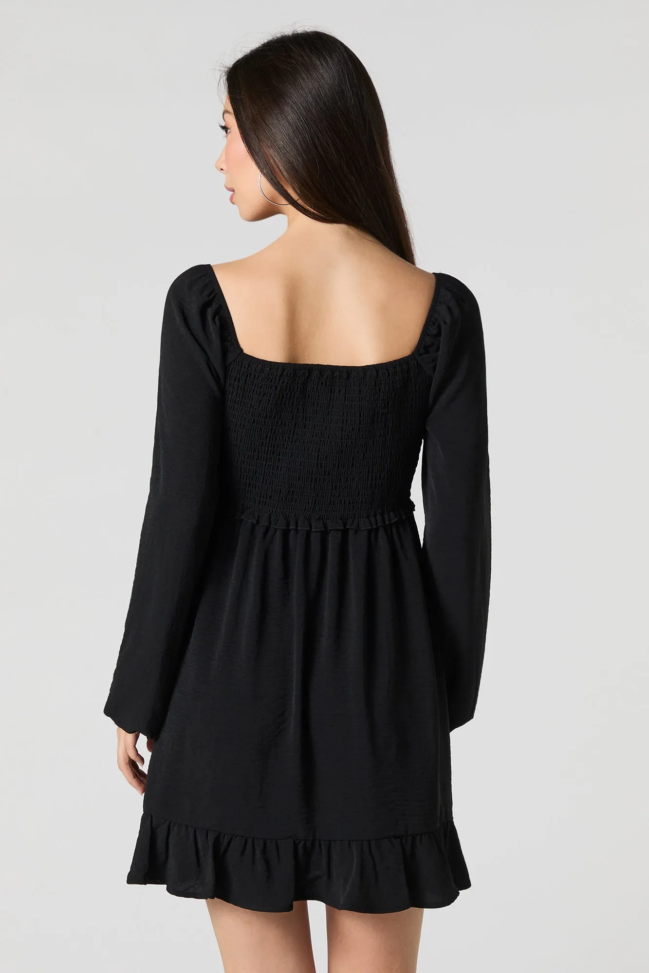 Smocked Square Neck Long Sleeve Mini Dress sold by Urban Planet product image thumbnail 5