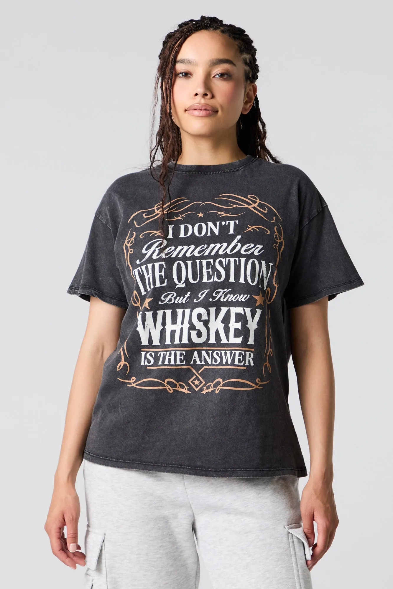 Whiskey Graphic Washed T-Shirt sold by Urban Planet