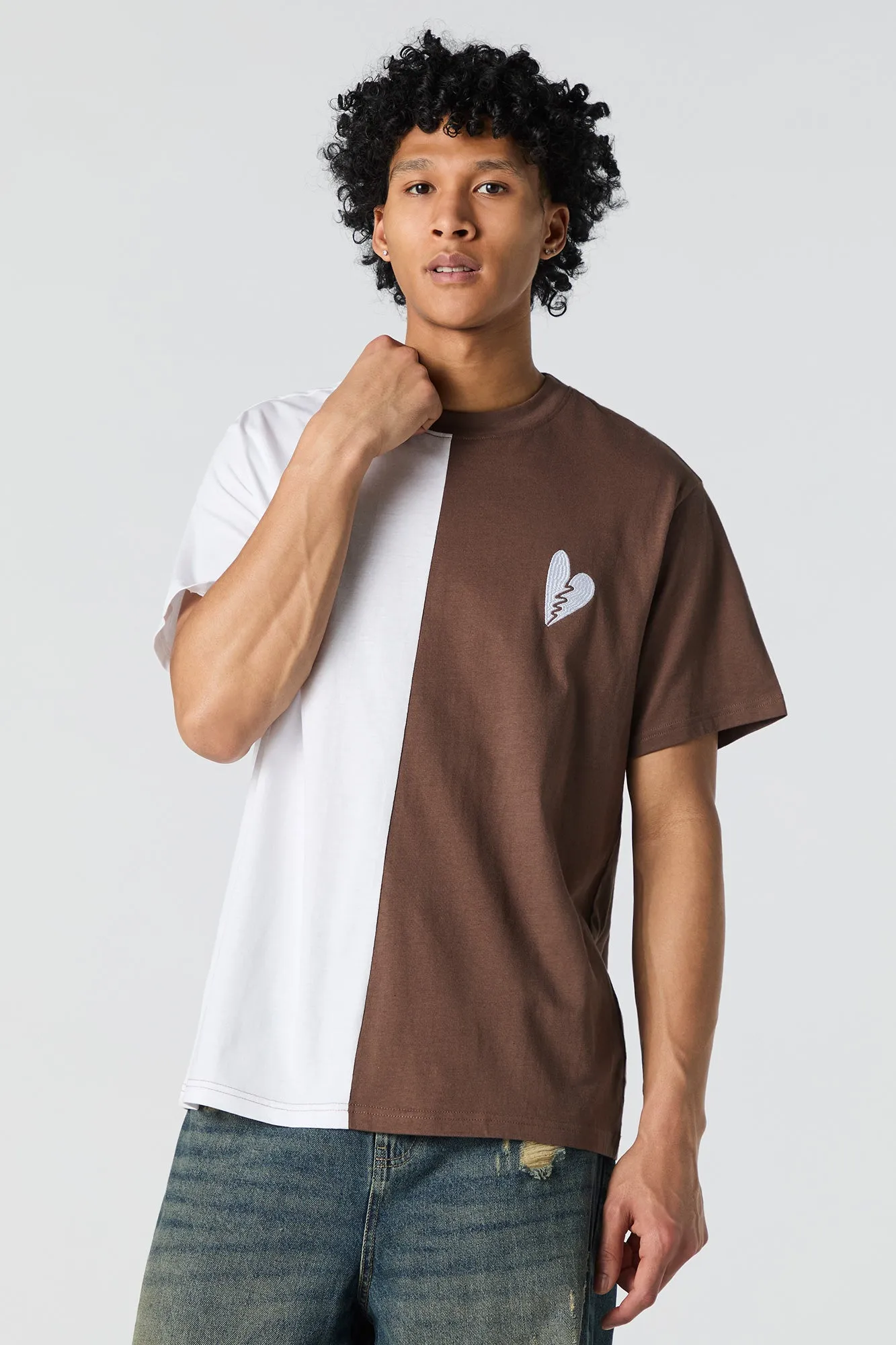 Embroidered Two Tone T-Shirt sold by Urban Planet