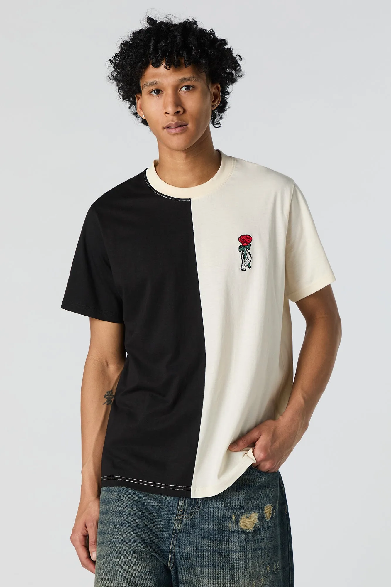 Embroidered Two Tone T-Shirt sold by Urban Planet product image thumbnail 5