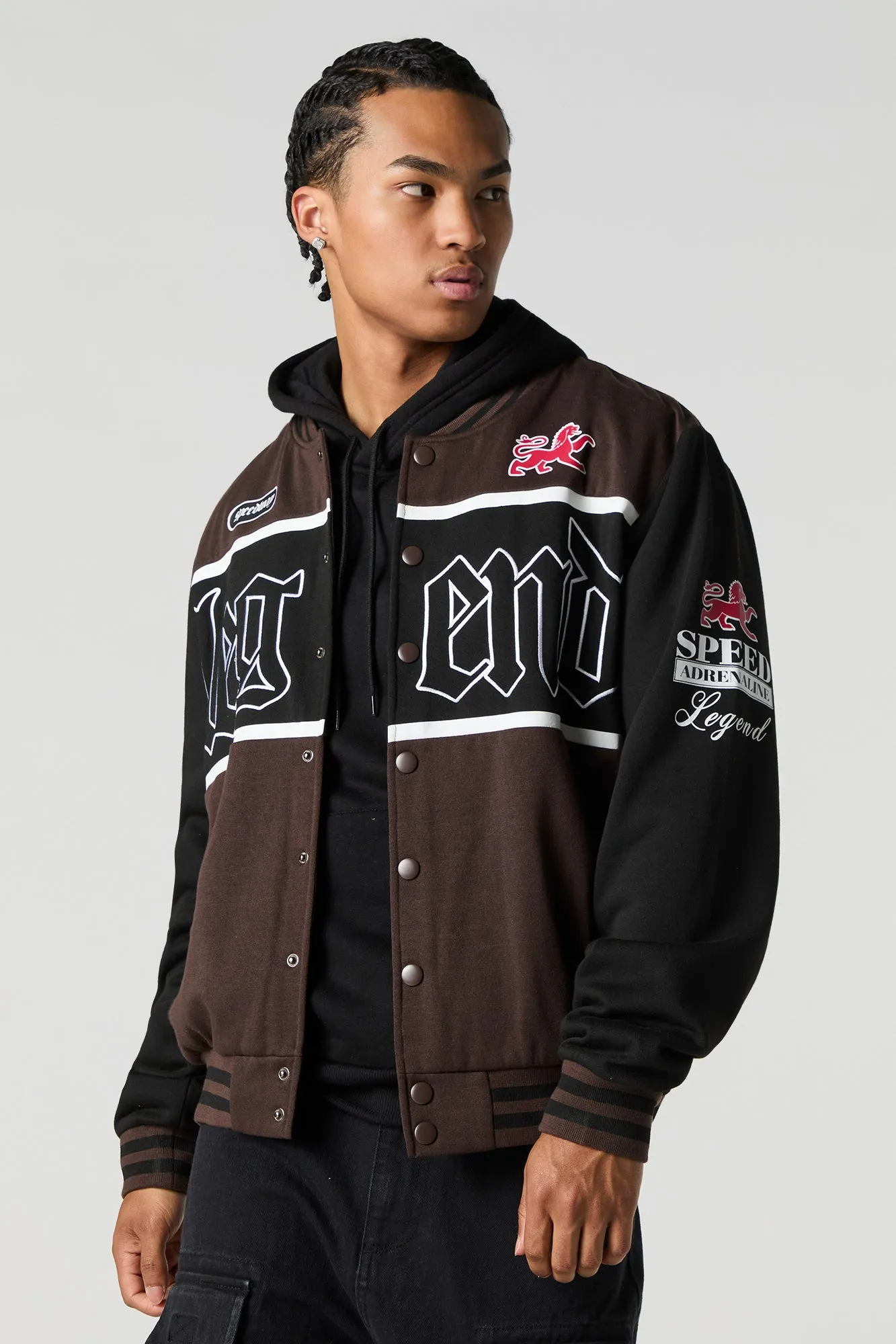 Embroidered Fleece Varsity Jacket sold by Urban Planet product image thumbnail 2