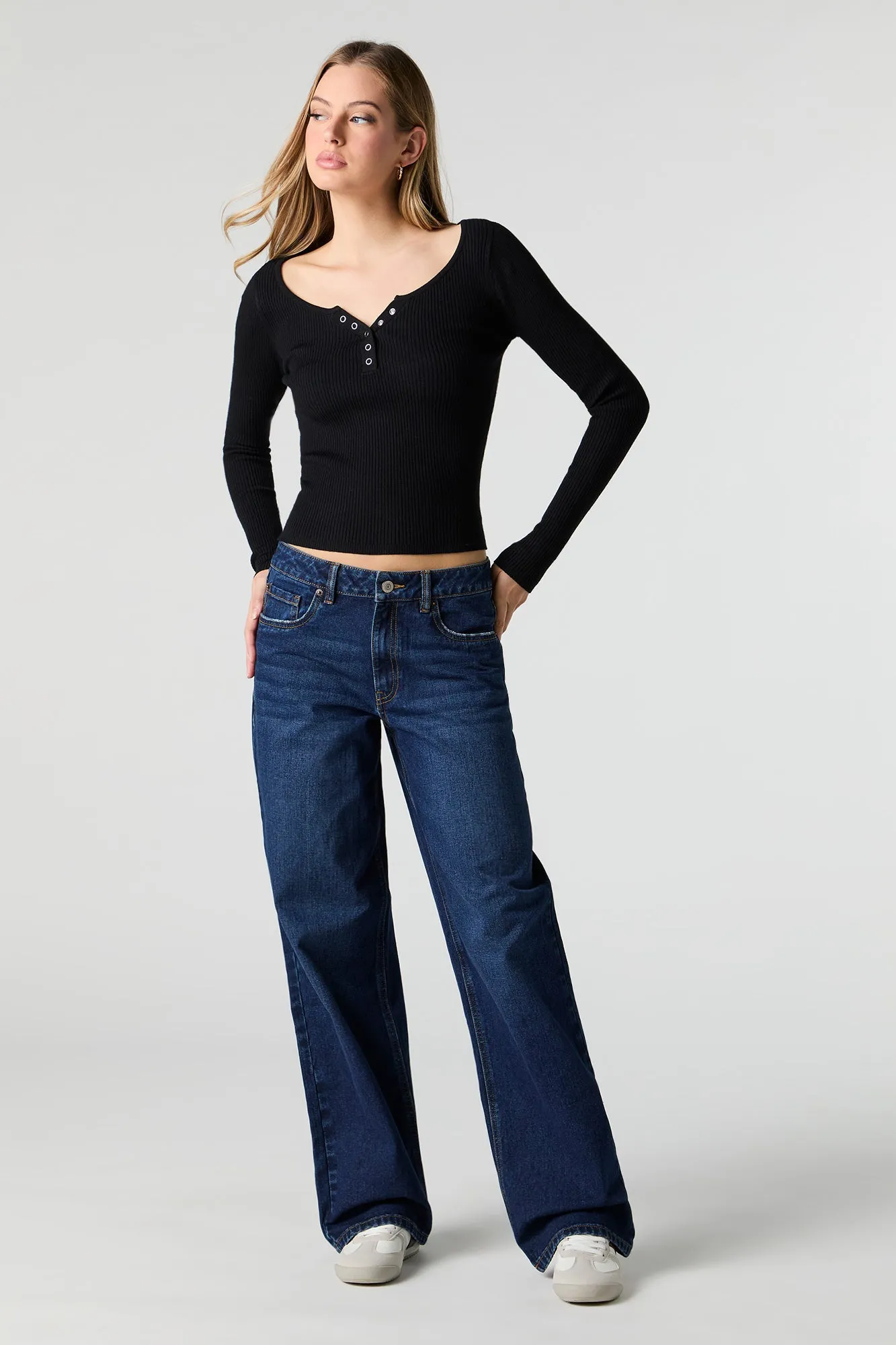 Haut Henley côtelé à manche longue sold by Urban Planet product image thumbnail 4