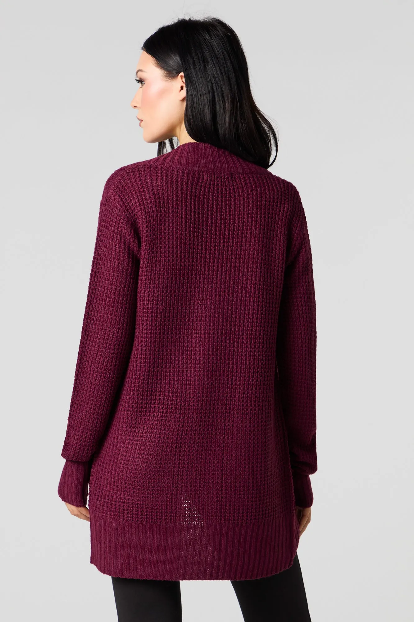 Waffle Knit Open Front Cardigan sold by Urban Planet product image thumbnail 2