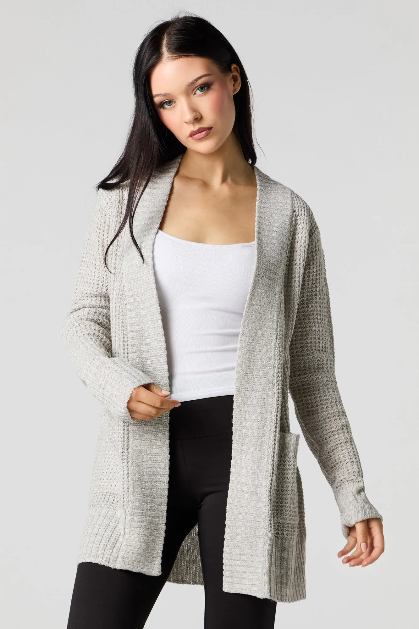Cardigan ouvert en tricot gaufré sold by Urban Planet product image thumbnail 5
