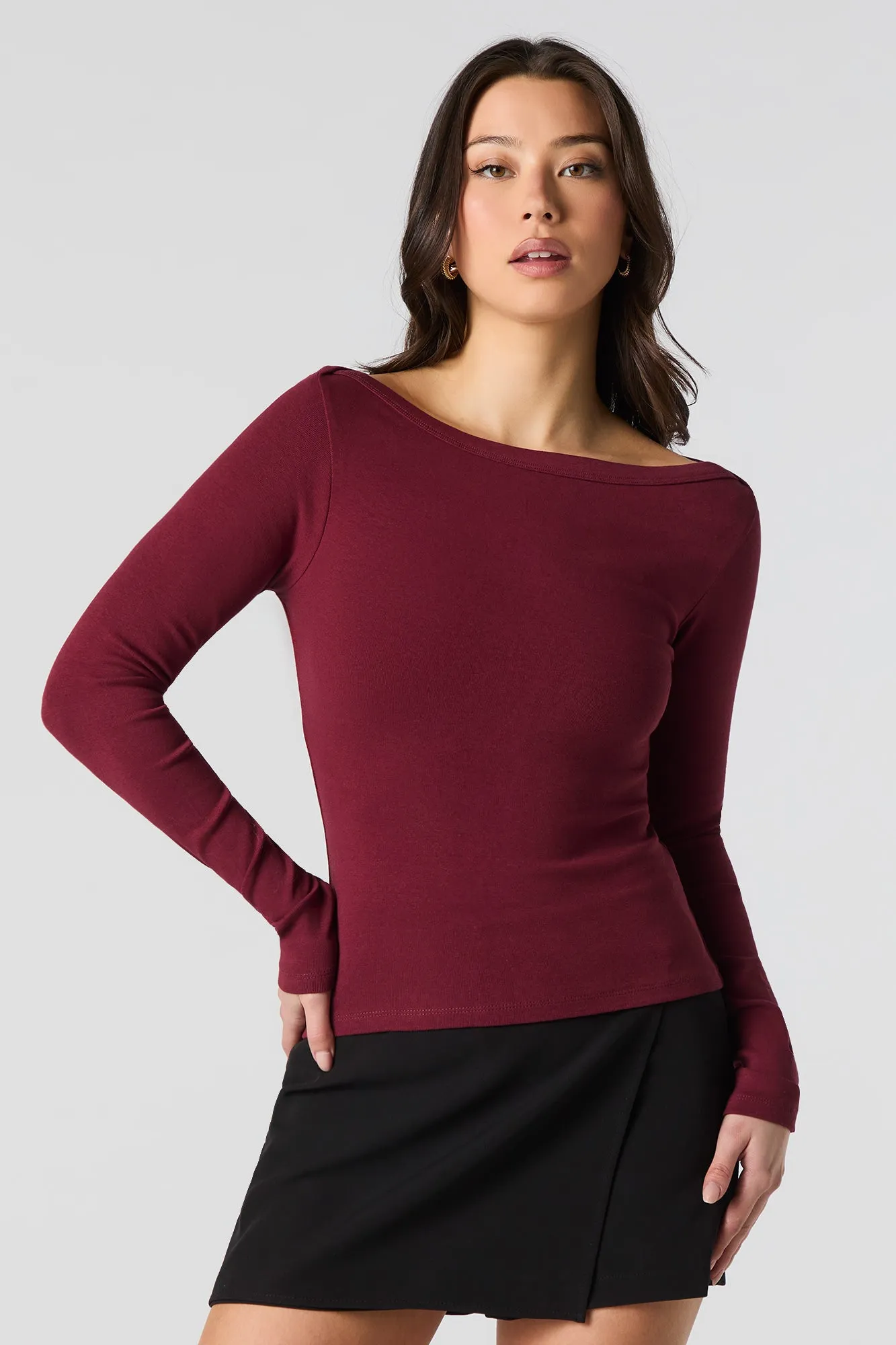 Boat Neck Long Sleeve Top sold by Urban Planet