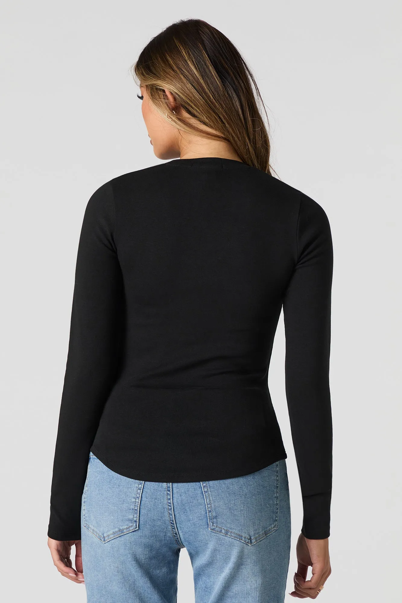 Curved Hem Long Sleeve Top sold by Urban Planet product image thumbnail 5