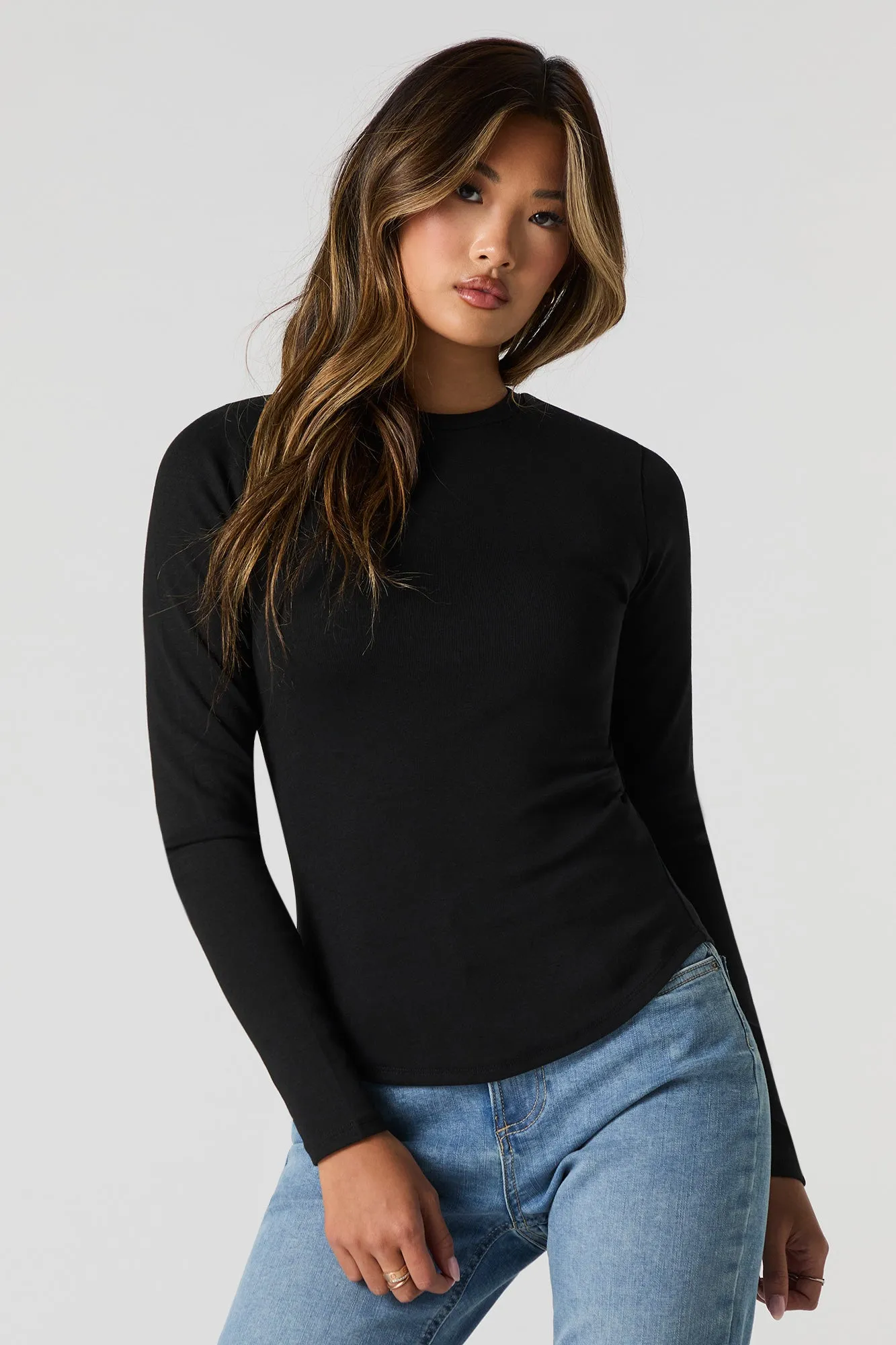 Curved Hem Long Sleeve Top sold by Urban Planet product image thumbnail 4