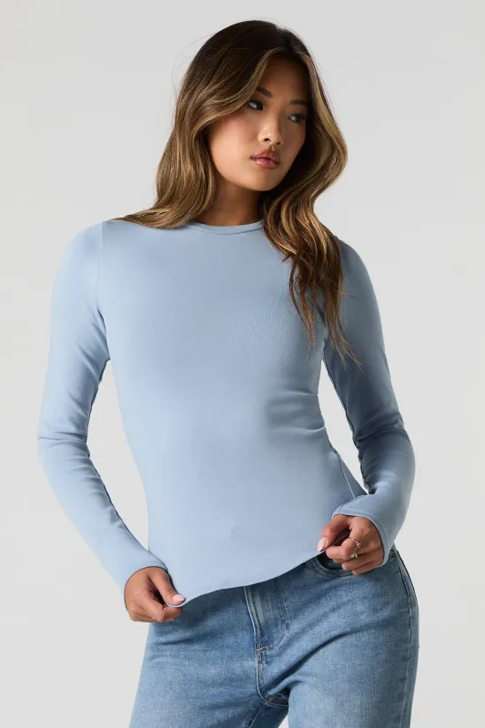 Curved Hem Long Sleeve Top sold by Urban Planet