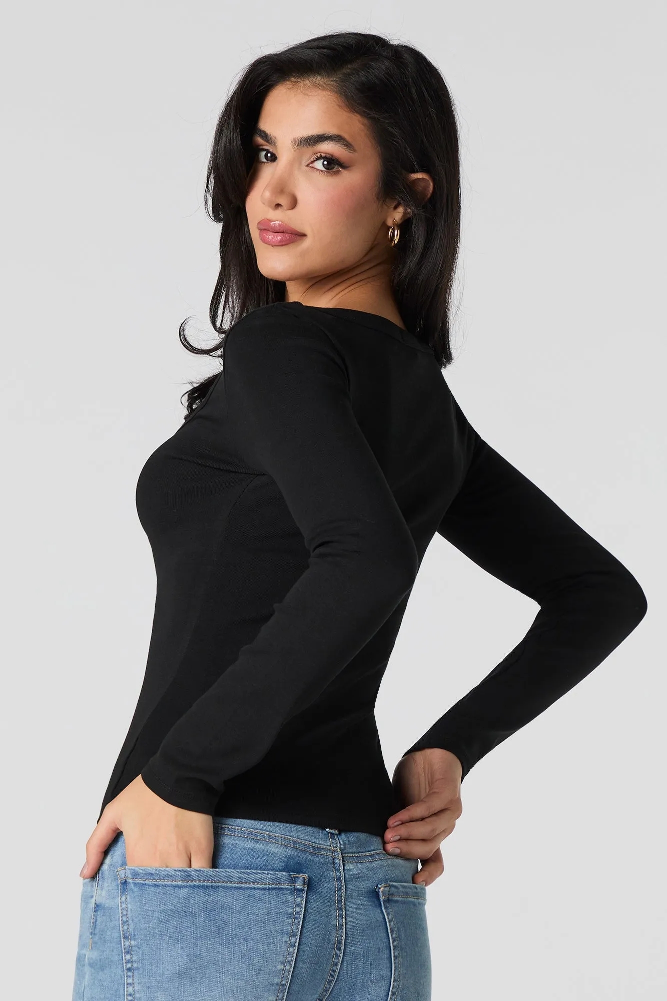 Long Sleeve Scoop Neck Top sold by Urban Planet product image thumbnail 5