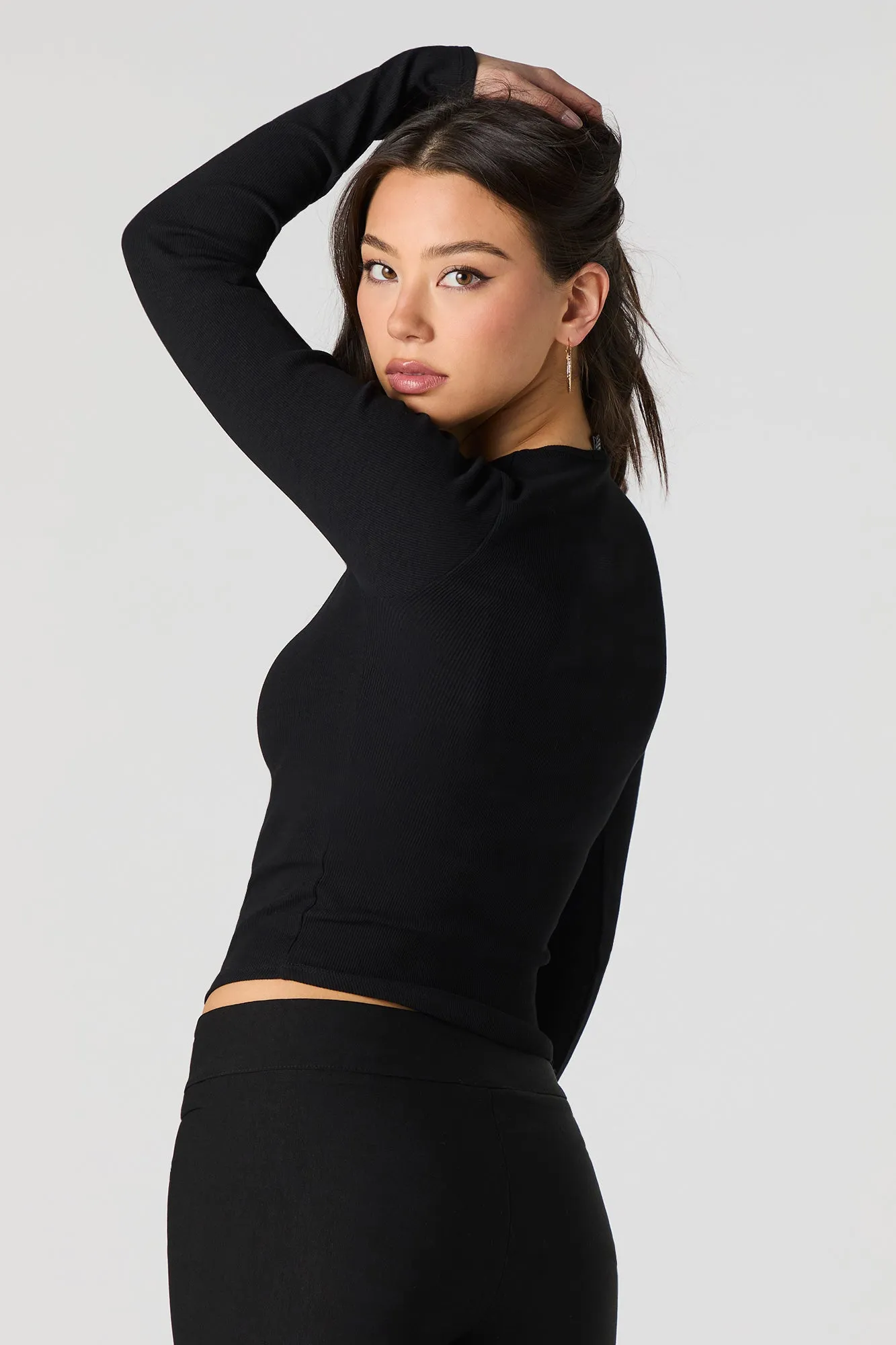 Ribbed Scoop Neck Long Sleeve Top sold by Urban Planet product image thumbnail 5