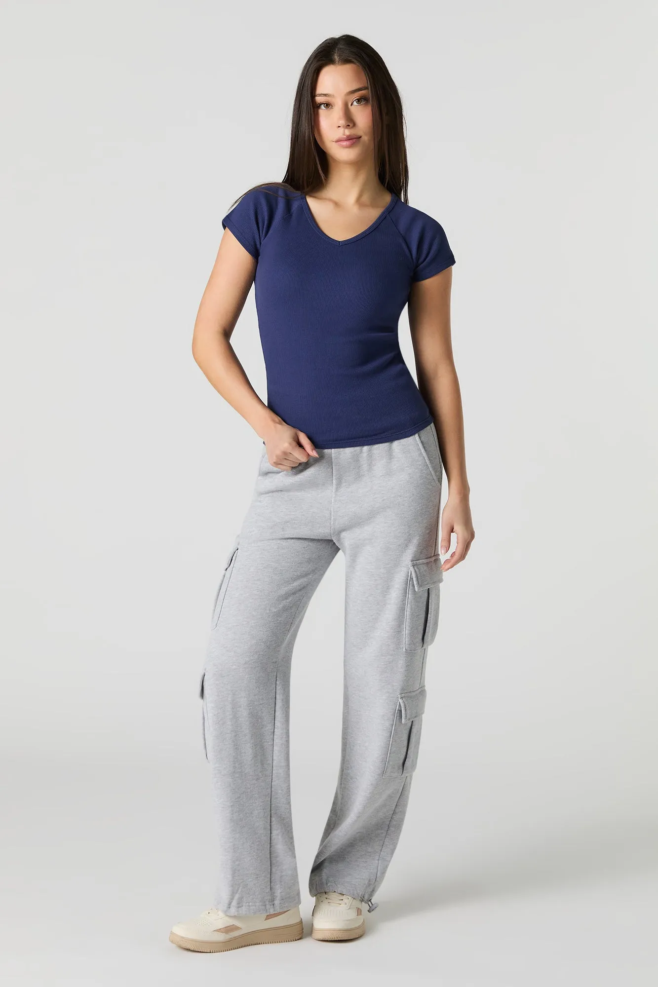 Ribbed V-Neck T-Shirt sold by Urban Planet product image thumbnail 3