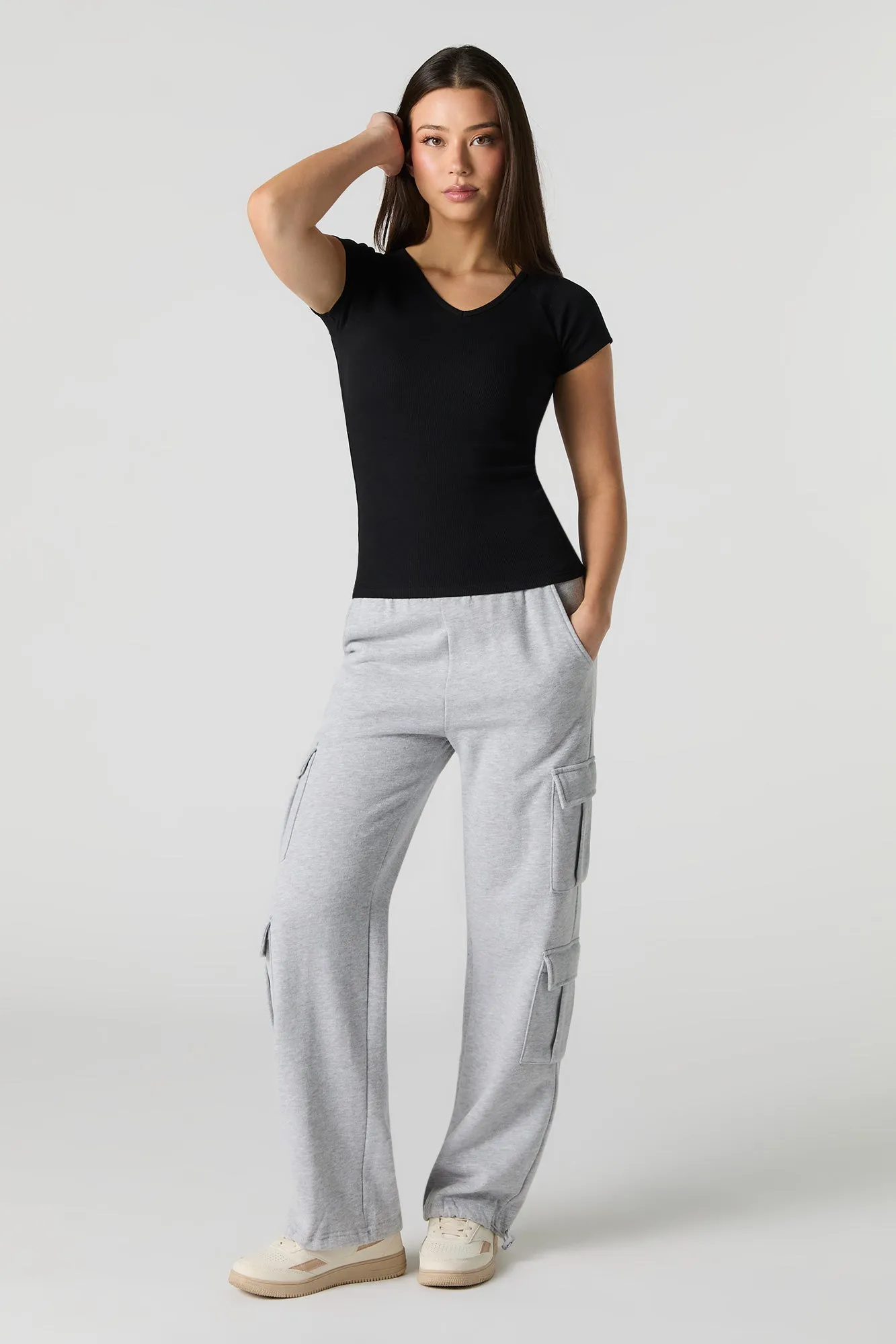 T-shirt côtelé à col en V sold by Urban Planet product image thumbnail 4