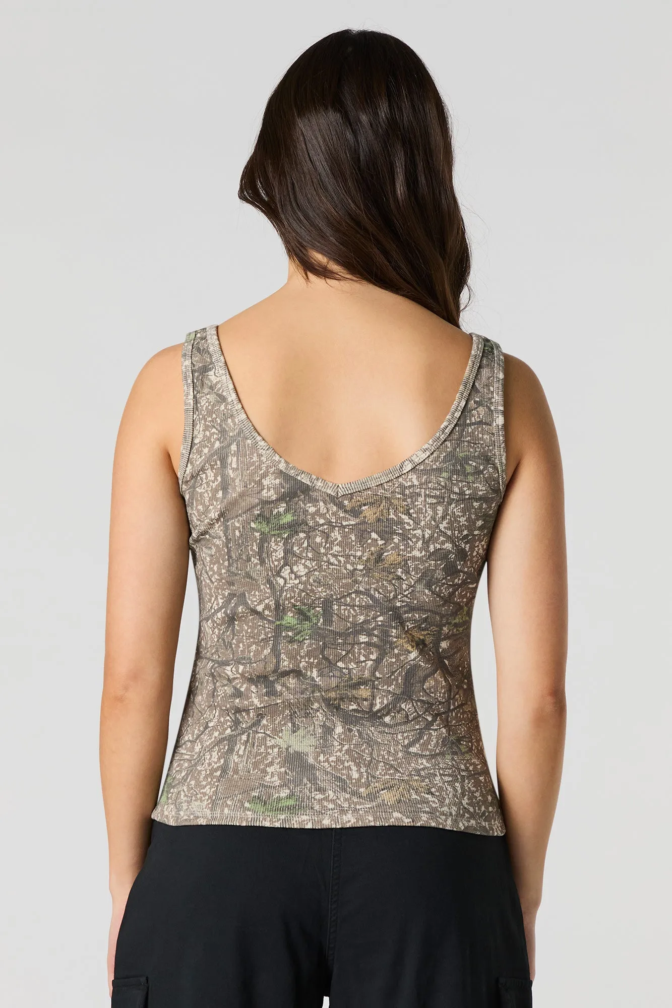 Ribbed V-Neck Tank sold by Urban Planet product image thumbnail 2