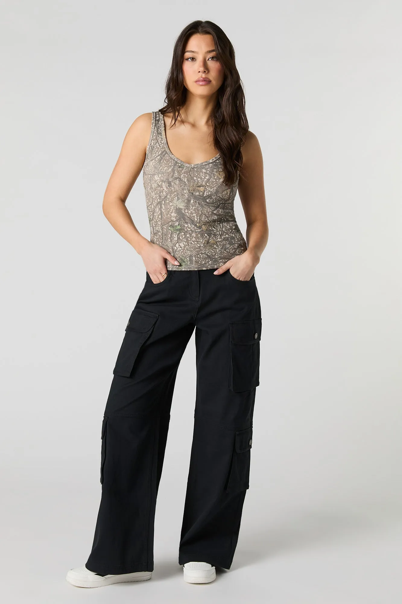 Ribbed V-Neck Tank sold by Urban Planet product image thumbnail 3