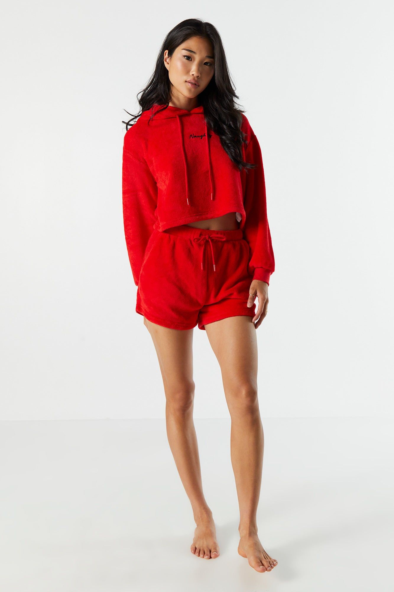 Naughty Embroidered Sherpa Pajama Hoodie sold by Urban Planet product image thumbnail 4