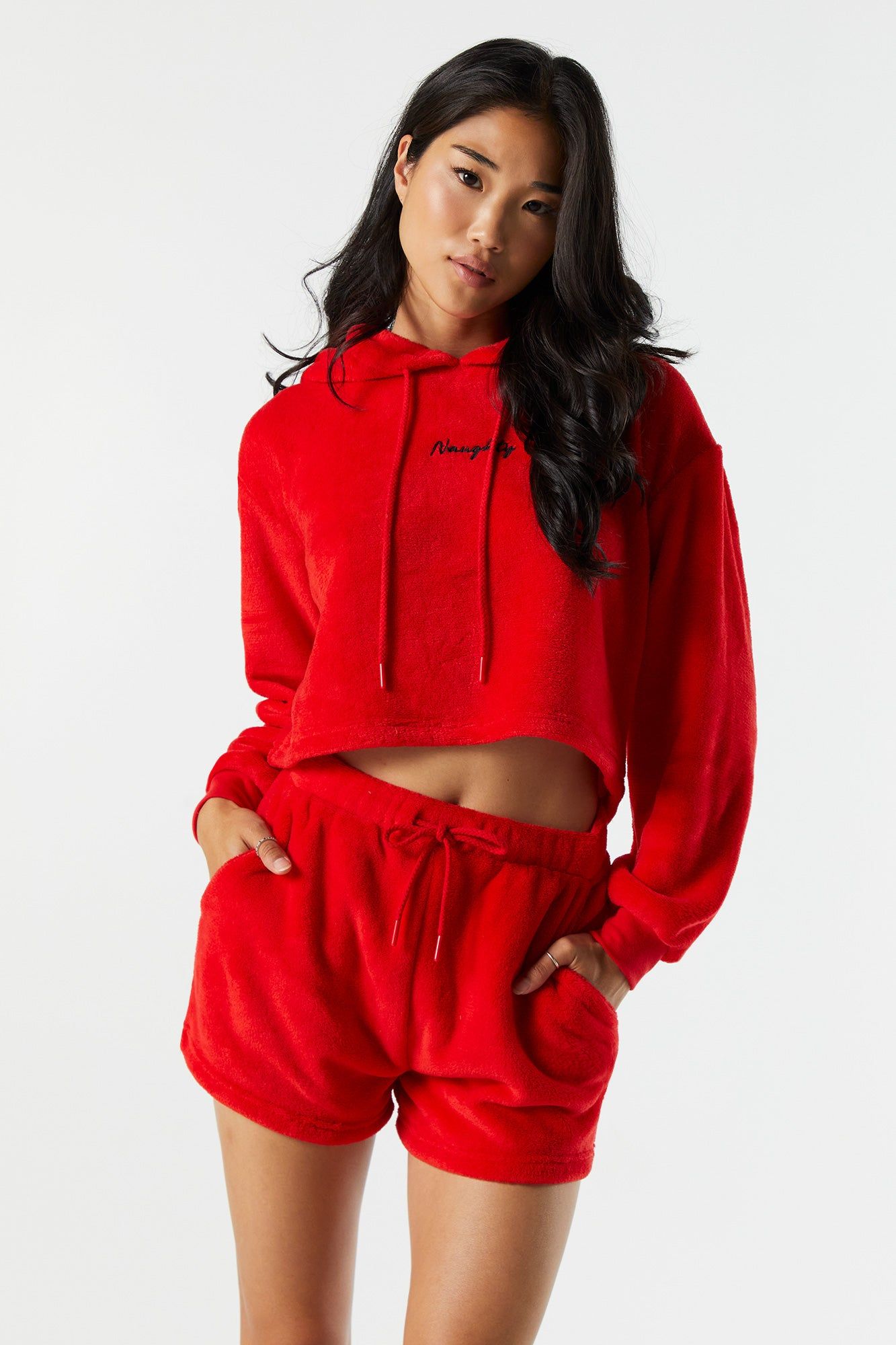 Naughty Embroidered Sherpa Pajama Hoodie sold by Urban Planet