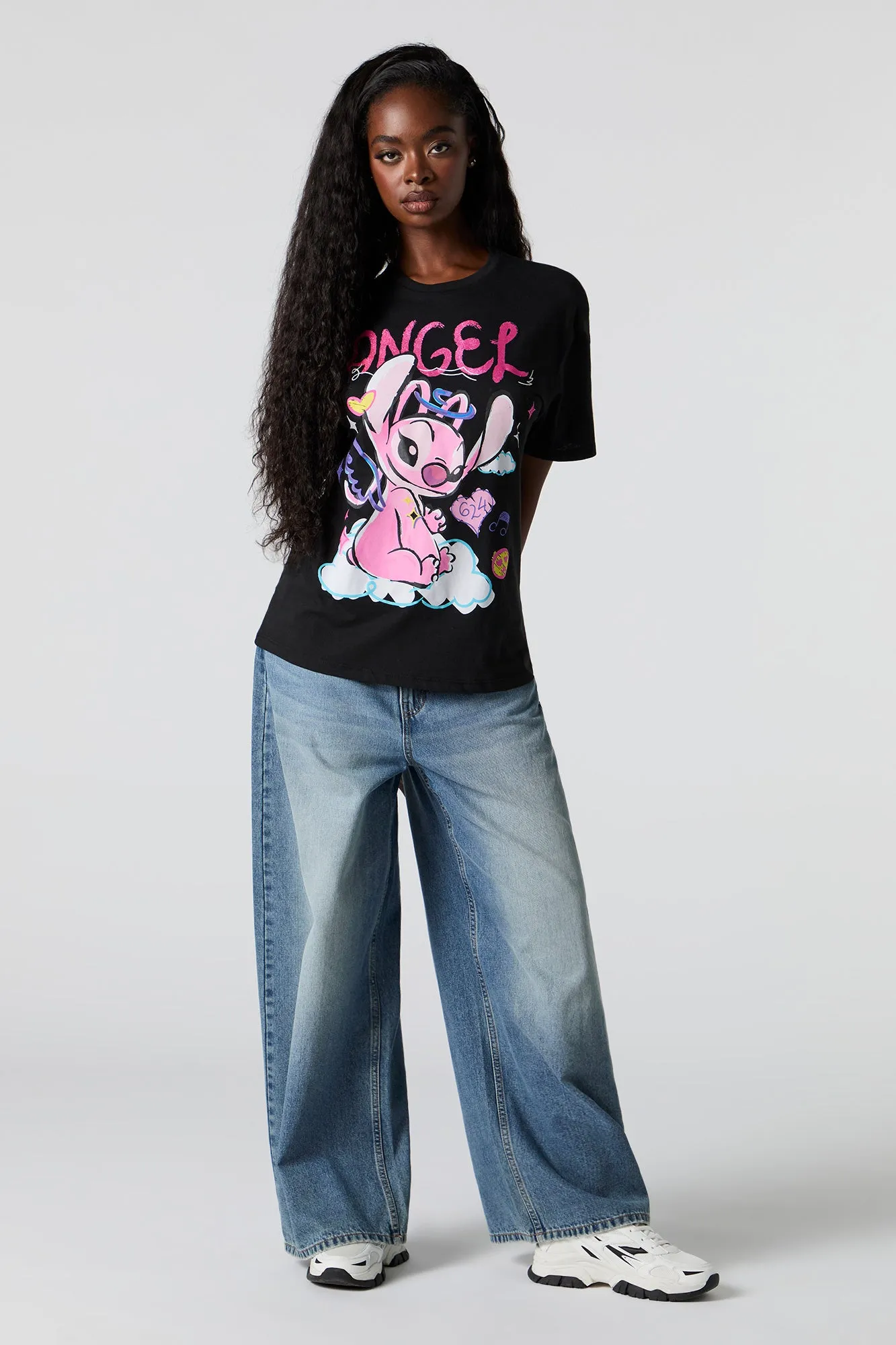 Stitch Angel Graphic Boyfriend T-Shirt sold by Urban Planet product image thumbnail 3