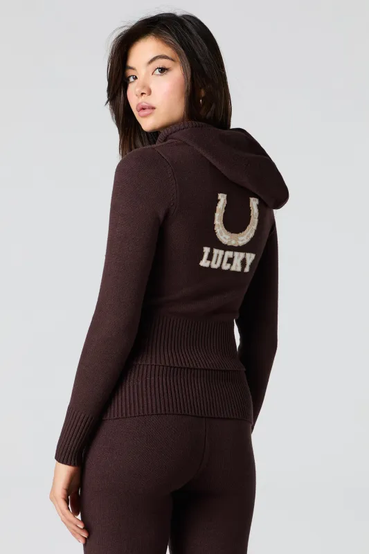 Jacquard Knit Zip-Up Hoodie sold by Urban Planet