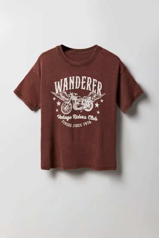 Wanderer Graphic Washed Boyfriend T-Shirt sold by Urban Planet