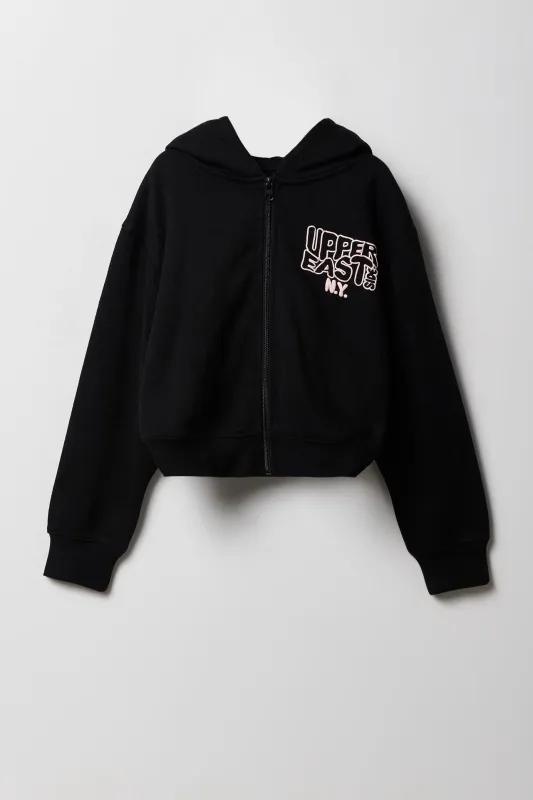 Haut à capuchon en molleton à imprimé en relief pour filles sold by Urban Planet