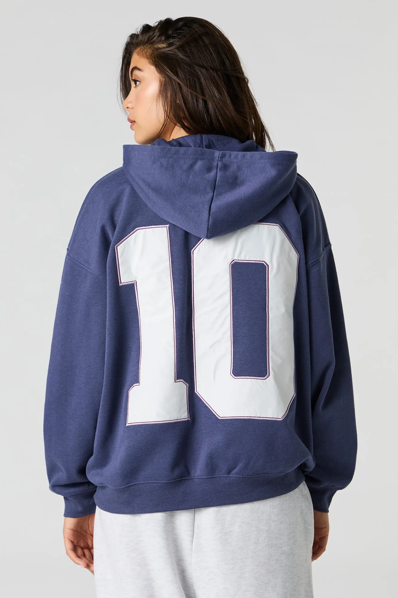 Oversized Twill Embroidered Zip-Up Hoodie sold by Urban Planet product image thumbnail 5