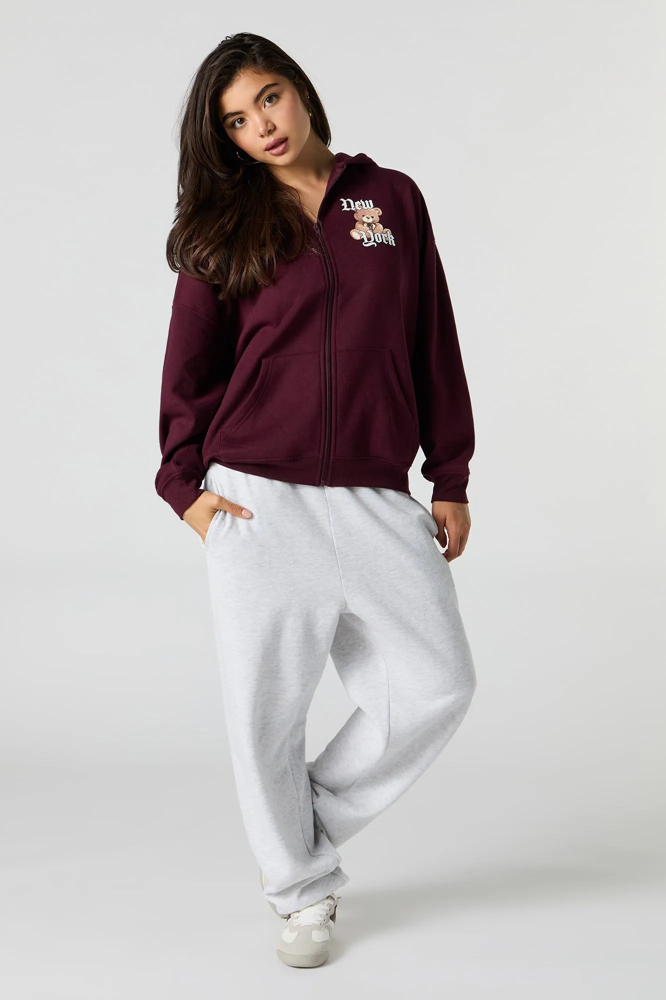 Oversized New York HD Print Zip-Up Hoodie sold by Urban Planet product image thumbnail 3