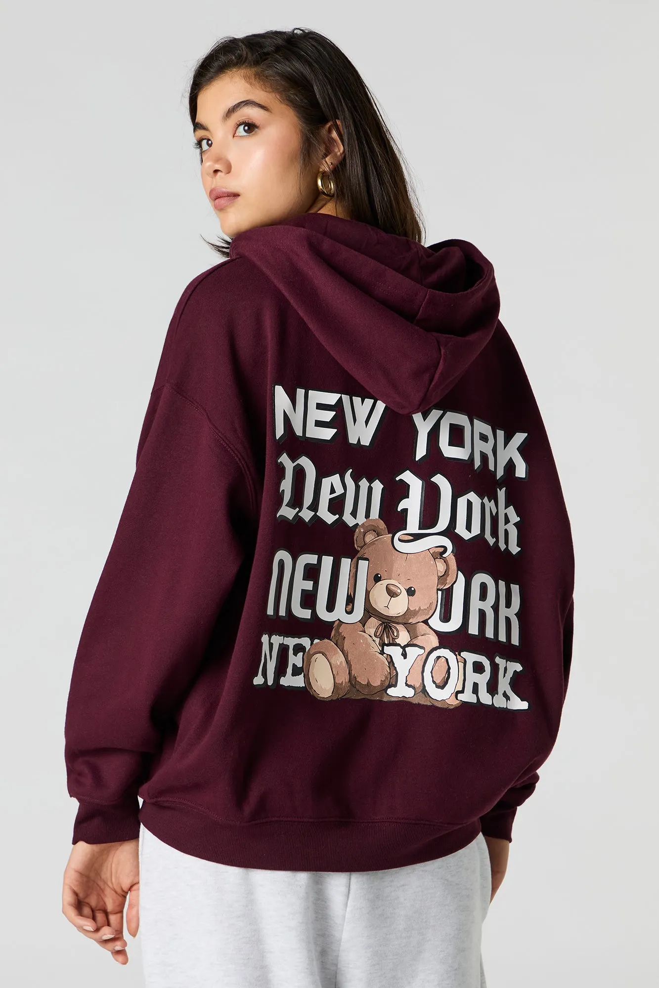 Oversized New York HD Print Zip-Up Hoodie sold by Urban Planet