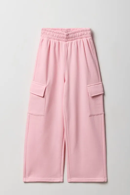 Pantalon d'entraînement cargo à jambe large en molleton pour fille made by Urban Planet